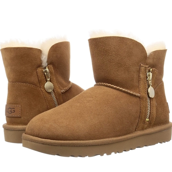 UGG Shoes - Ugg Bailey Zip Mini Booties Chestnut -5